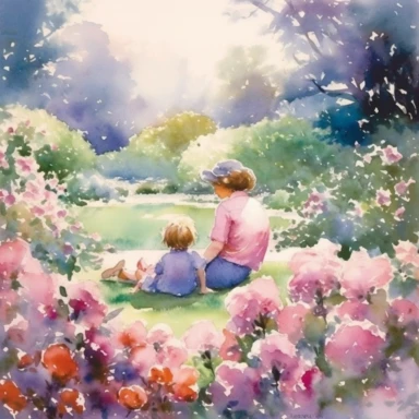 Imagine a serene garden blooming with vibrant flowers, where every petal whispers tales of love and gratitude. In this enchanting setting, create a watercolor clipart masterpiece that celebrates the beauty of motherhood and the love between a mother and son. Let your brushstrokes convey the delicate strength and nurturing spirit that mothers possess.