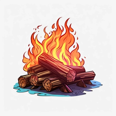 wood burning fire fire on transparent background free clipart, in the style of digital painting and drawing, 2d game art, scoutcore, anime-influenced, cabincore, high resolution, light sky-blue and dark maroon