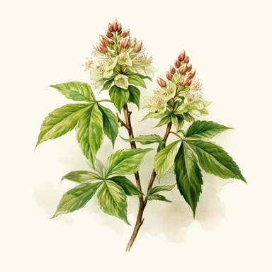 Clipart, vintage, watercolor, Aesculus Pavia, five-palmate, botanical illustration, hand drawn, texture