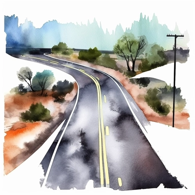 Watercolor Road Street Highway Watercolor Sublimation Clipart, Clipart, white background, no watermark, no text, no word,
