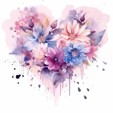 the most beautiful ethereal watercolor heart clip art