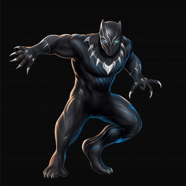 a single clipart image png graphic of a Comic V2 Vibrant Marvel Avenger Superhero Black Panther Whole Body Pose
