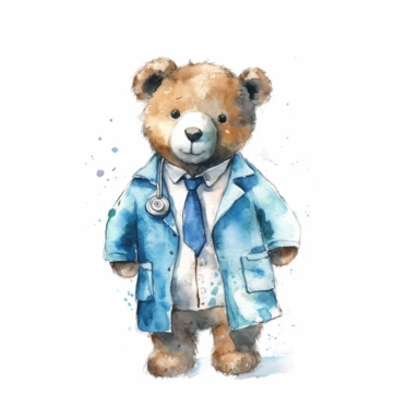 watercolor clipart white background moving living standing blue cartoon doctor bear birthday doctor