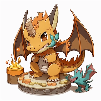 charizard, chibi style, birthday and friends, clipart style