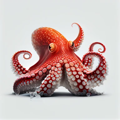 Red octopus, macro, clip art, no shadow, white background, hd hdhd, 8k, sharp,