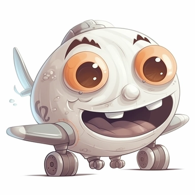 fantasy happy cute airplane mamal face, cartoon, clipart, mascot, isolated on white background