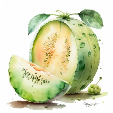 Honeydew, clipart, watercolor,White backgroun