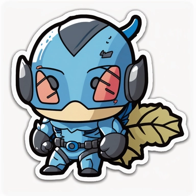 blue beetle dc kawaii sticker, cute clipart