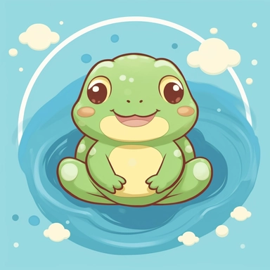 kawaii doodles frog syteem download free clipart for pc or mac, in the style of realistic yet romantic, handsome, flat shading, iconic album covers, precisionist, navy and aquamarine, neo-traditionalist