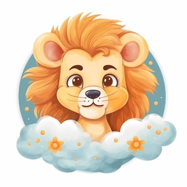 cute lion cloud clipart for a baby bedroom