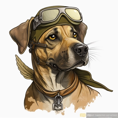 clipart of a black mouth cur dog as a pilot