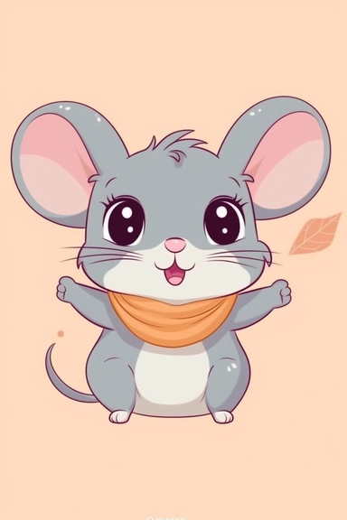 happy girly running jumping mouse, with long eyelashes, for children, vector style, 2D, clipart style, flat, comic book, cartoon character