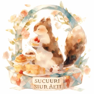 LOGO, Squirrel Cafe, Stickers, Vector Art, fiorucci angels, beautiful decoupage paper, pastel colors, white background clipartm, fantasy art, Watercolor Clipart, strybk, full Illustration, 4k, sharp focus, watercolor, smooth soft skin, symmetrical, soft lighting, detailed face, concept art, watercolor style, strybk, children's style fairy tales, chibi kawaii, Octane rendering, 3d. Perfect face, detailed face, delicate face, perfect sharp lips, detailed eyes, Craig Davison, Aubrey Beardsley, Conr