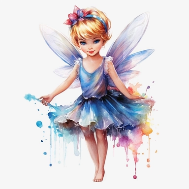 disney style little fairy priness clipart, watercolor clipart, png file, hyper realistic, transparent background,high detail, 8k