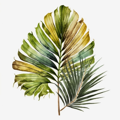 watercolour beautiful cardboard palm tropical leaf with beautiful beautifully detailed realistic cardboard palm tropical leaf png image,high resolution,300dpi,graphic clipart,computer graphics