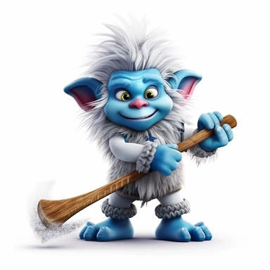 Cute Adorable magical little Troll playing Ice Hockey with a hockey stick, clipart, photorealistic illustration, high detail, 8k polished, 8k, vibrant colors, white background, sticker