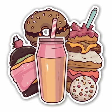 Food-themed stickers featuring your favorite snacks, desserts, and beverages, Clipart