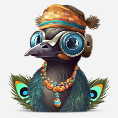 sticker, clipart, cartoon of a cute male Indian Peafowl cub with sun glasses and headphones, iridescent tail feathers, dressed with african gear,Dashikis, head wraps, kaftans, and Maasai beadwork jewelry, 3D, disney pixar style, puppy eyes, looking at athe camera, white background ,high definition, high resulotion, highly detailed,16K
