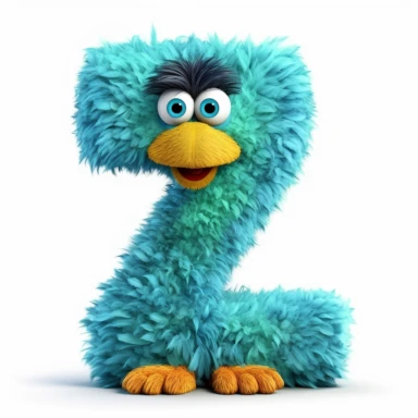 clipart style letter Z, Dr. Suess fluffy style with arms, legs and friendly cute face for children