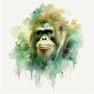 ape, cute ape, light green, light blue, light ocher, hairy, cotton, beautiful trees,enchanted Forest,realism, watercolor painting, enchanted Forest, solid background, white background, vintage outfit, oil painting, photobashing,clipart--v 5.1