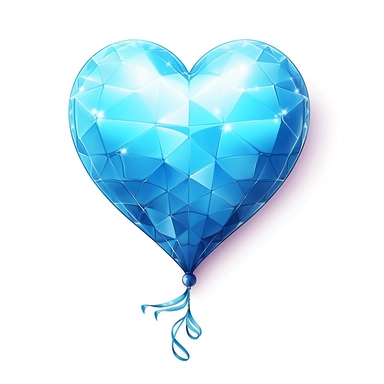 one heart light blue shape ballon has sparkles inside handrawn same size clipart