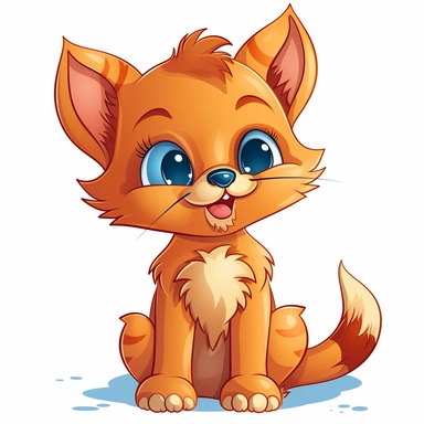 Clipart of a Cute Cartoon Cat