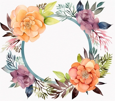Immerse yourself in the beauty of nature with this 3D watercolor clipart featuring a captivating floral frame against a pristine white background. The artwork captures the essence of watercolors, with gentle brushstrokes and vibrant colors that bring the flowers to life. The mood of the clipart is tranquil and enchanting, evoking a sense of serenity and natural elegance. Against the white background, the intricate details and delicate hues of the watercolor flowers stand out, creating a visually