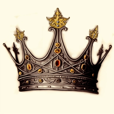 Ancient Medieval & Renaissance Illuminated Manuscripts illustration of a wicked golden crown, hand drawn as clipart , symmetrical, book of kells, Bayeux Tapestry