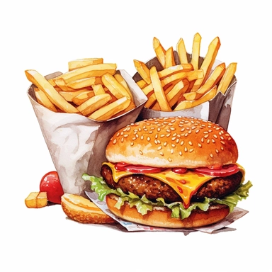 fast food single item clipart,on white background with margins