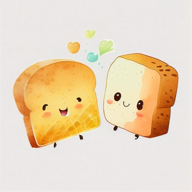a cute cartoon toast bread. Watercolor painting style. Illustration clipart