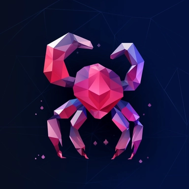 Low Poly Zodiac Sign Cancer Clipart, Dark Background, single design, 8k