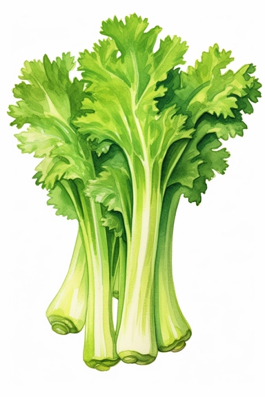 watercolor celery clipart, white background