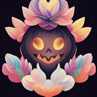 cute halloween clipart, OrientalLight, flowers, heart Pastel colors, Trending 8k, anime style, dynamic lighting, cinematic,