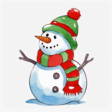 simplified clipart of snow man, simple shapes, no watermark, no lines, no outlines, clipart, featured on dribble, cartoon, minimalist, computer vector graphic design clip art, watercolor illustration clipart, watercolour clipart, watercolor illlustration for kids and children, book illustration, print on demand image, PNG tranparent background