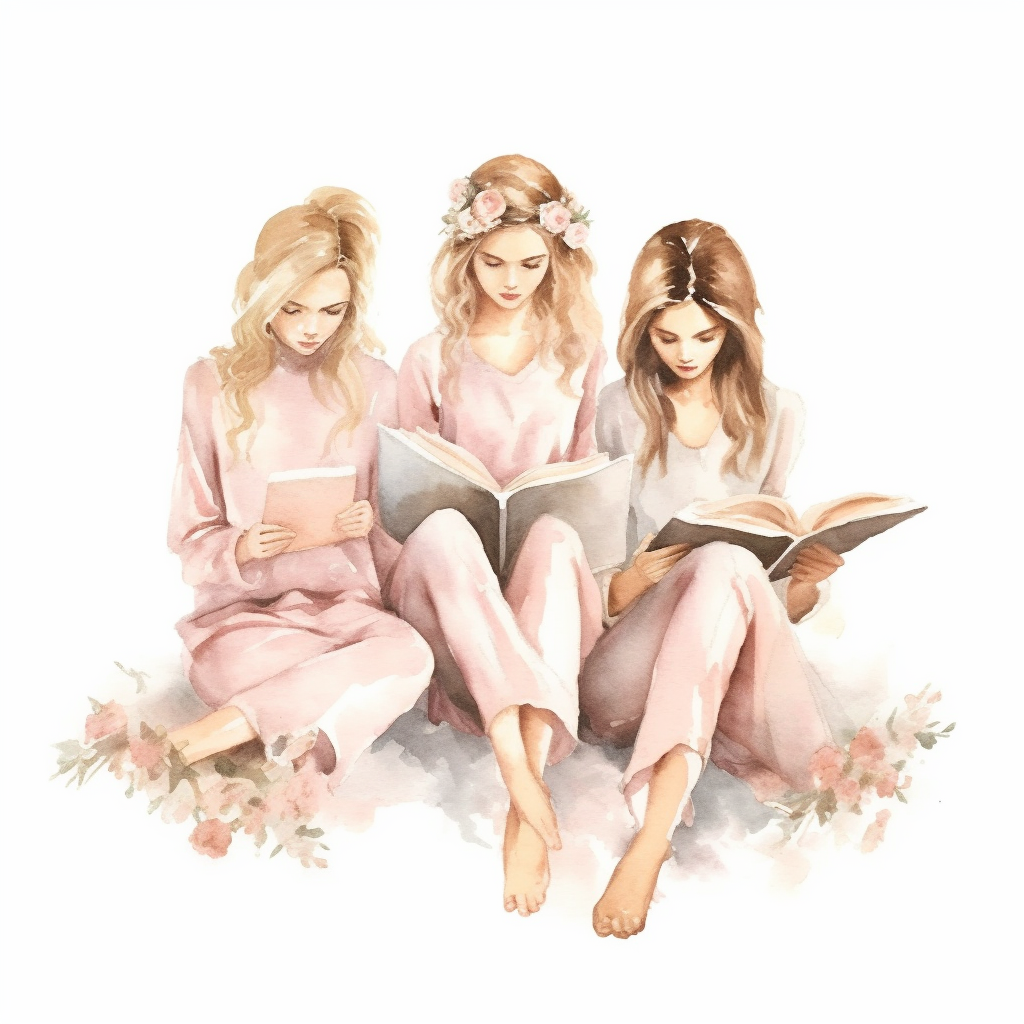 girl reading a book clipart