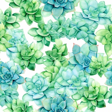 jade succulent plant clipart + white background + watercolor style