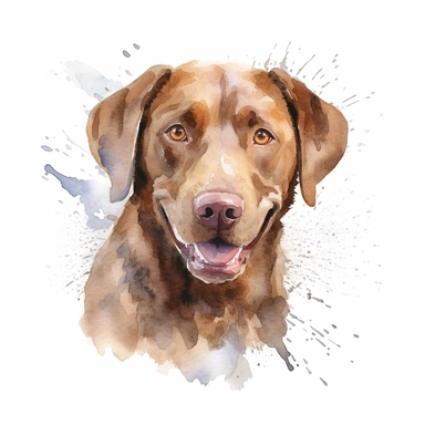 Chesapeake Bay Retriever dog, water color style, clipart, white background