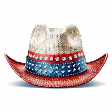 red, white and blue cowgirl hat, clipart, isolated on a white background