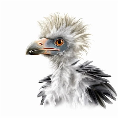 secretary bird safari baby animal photorealistic clipart,on white background