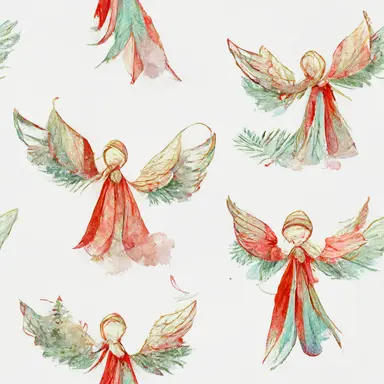 chistmas angels pattern, gradient background in watercolor clipart style