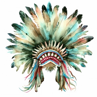 Watercolour native American Headdress clipart HD on a white background high resolution