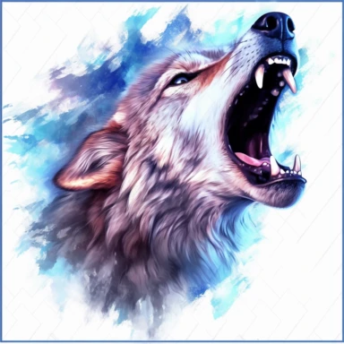 vivid Howling Wolf clipart 8k
