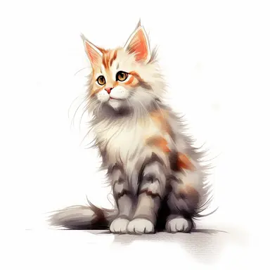 life drawing clipart playful fluffy ginger cat