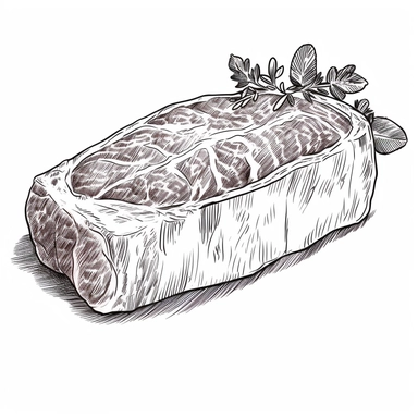 realistic outline illustration of the beef stake, black and white clipart coloring page
