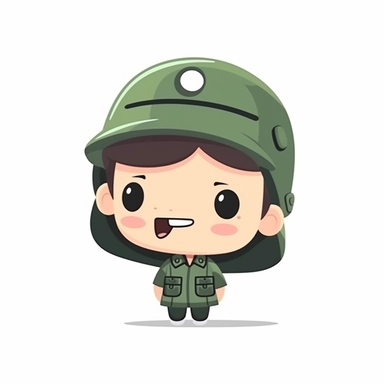 happy cute Soldier face, cartoon, clipart, mascot, isolated on white background