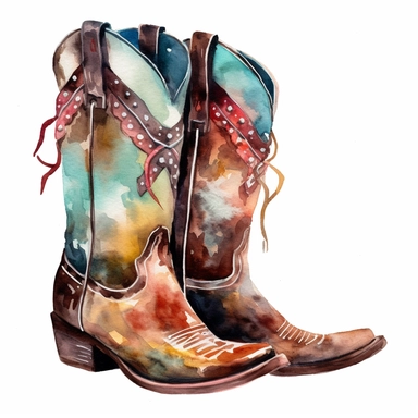 water color clipart cow boy shoes