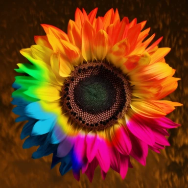 colorful sunflower, leopard print and tye die petals, ultra realistic, 8k, clipart