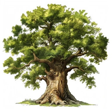 fully blown oak tree clipart