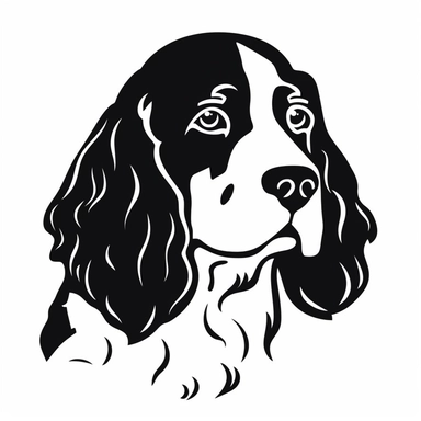 happy Springer Spaniel Dog SVG, black with white background SVG Dxf EPS Png Cdr Ai Pdf Vector Art Clipart instant download Digital Cut Print File Cricut Silhouette