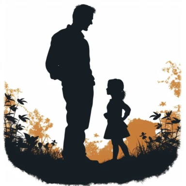 Dad and Child Silhouette, clipart,